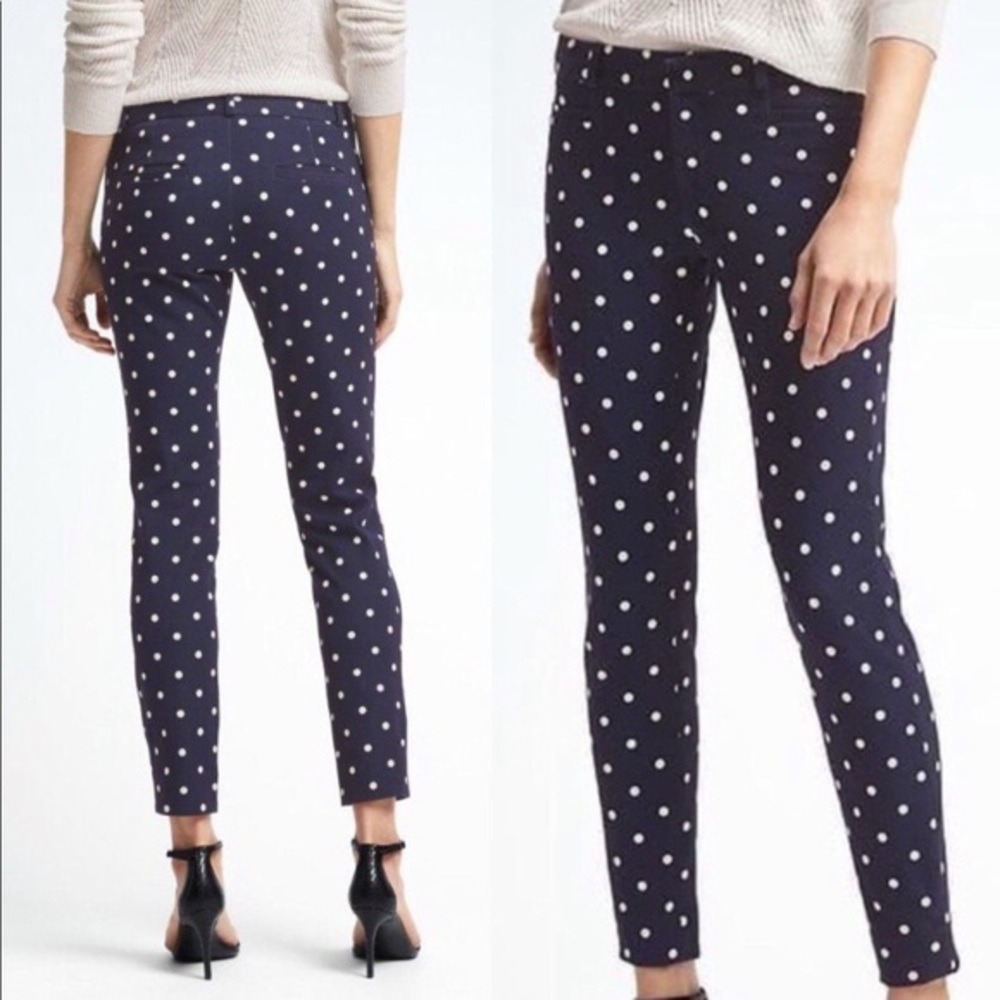 Size 6 Banana Republic Sloan Navy+White Polka Dots